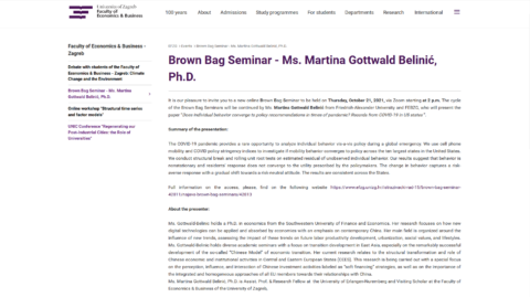 Towards entry "Brown Bag Seminar with Dr. Martina Gottwald Belinić"