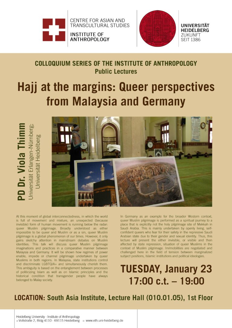 Lecture by PD Dr. Viola Thimm: ‘Hajj at the margins: Queer perspectives from Malaysia and Germany’