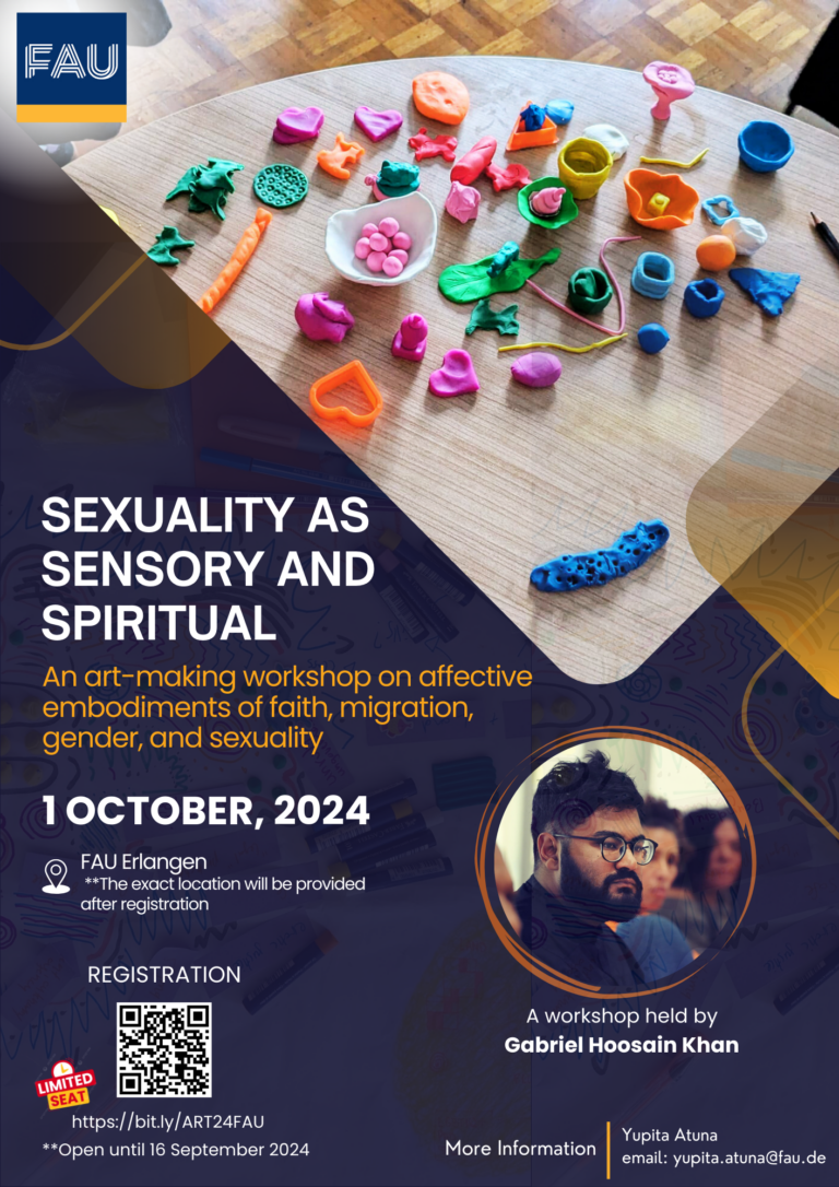 Sexuality as sensory and spiritual: an art-making workshop exploring embodied affective experiences at the intersection of faith, migration, gender, and sexuality.